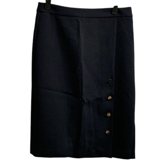 Ann Taylor Pencil Skirt Women’s 4 Black High Waist Gold Button Career Office NWT - Picture 1 of 10